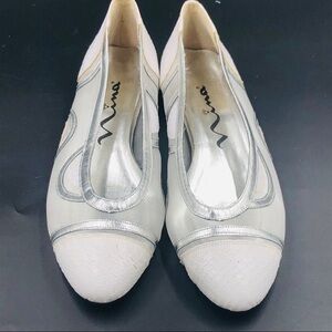 Nina Women Ballet Flats 8M White silver Snakeskin